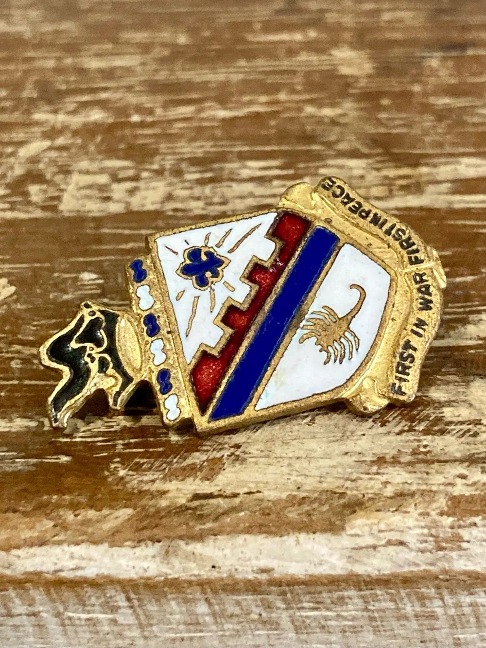 Military Enamel Pin “First in War First in Peace” Broken
